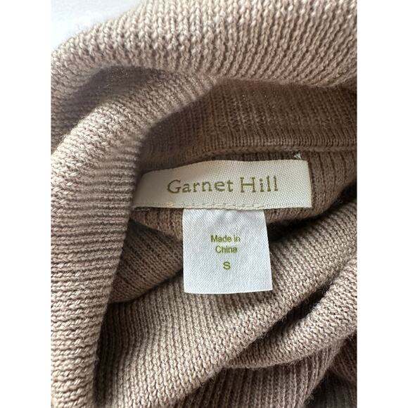 Garnet Hill Sz S 100% Merino Wool Turtleneck Sweater Dress Ribbed Tan Neutral - Picture 3 of 11